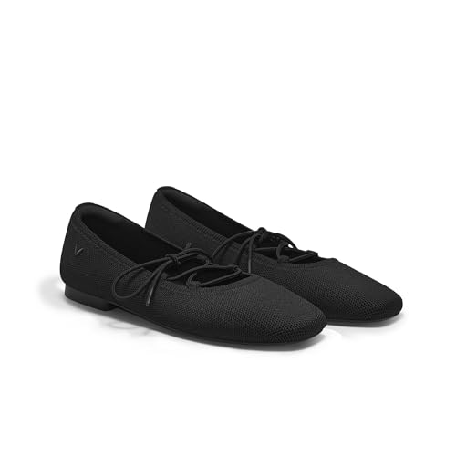 Image of VIVAIA Miley Women's Mary Jane Flats Shoe with Stylish 3 Laces Comfortable Square Toe Ballet Flats for Women Daily Outfit