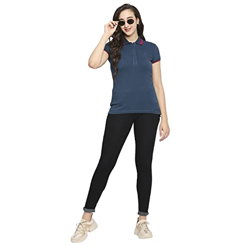 Image of Being Human Pink Semi Fit Polo Collar Short Sleeves Cotton Women's T-Shirt Clothing