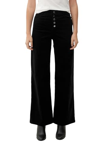s.Oliver Women's 2121489 Cordhose mit Knopfleiste, Wide, Schwarz 9999, 40-32