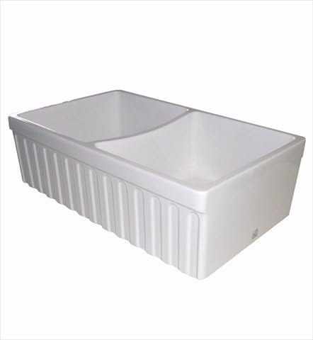 Whitehaus WHQDB332-WH Farmhouse Fireclay Quatro Alove Reversible Double Bowl Kitchen Sink, White