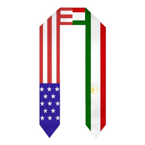 Tajikistan Tajik America Flag Graduation Stole Sash Shawl for Men Women Thickened Scarf for International Students Teachers Study Aboard Graduate Gift 72 inches Unisex