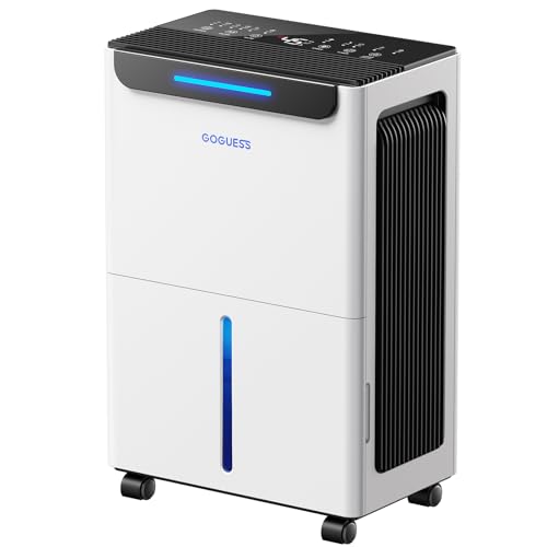 GoGuess 1600 Sq.ft Dehumidifier for Basement - 21 Pints, Drain Hose & Humidity Control Large Room Dehumidifiers for Home, RV, Bathroom, Bedroom - 3 Modes & 24H Timer White