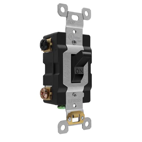 Enerlites 82300-BK 30 Amp Double-Pole Toggle Light Switch, 30A 120/277V, Self-Grounding, Industrial Grade thumb #2