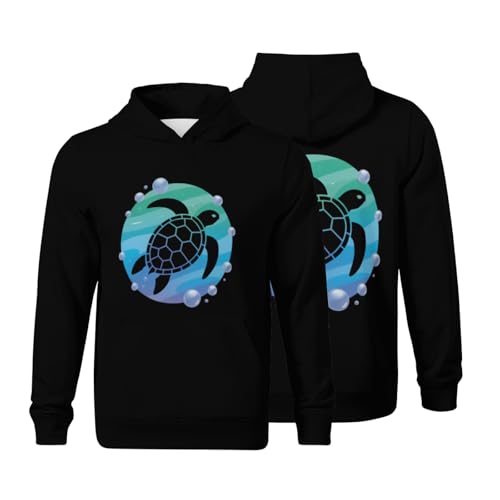 Kids Sea Turtle Ocean Scuba Diving Freediving Boys Girls Lightweight Kangaroo Pocket Fleece Hoodies