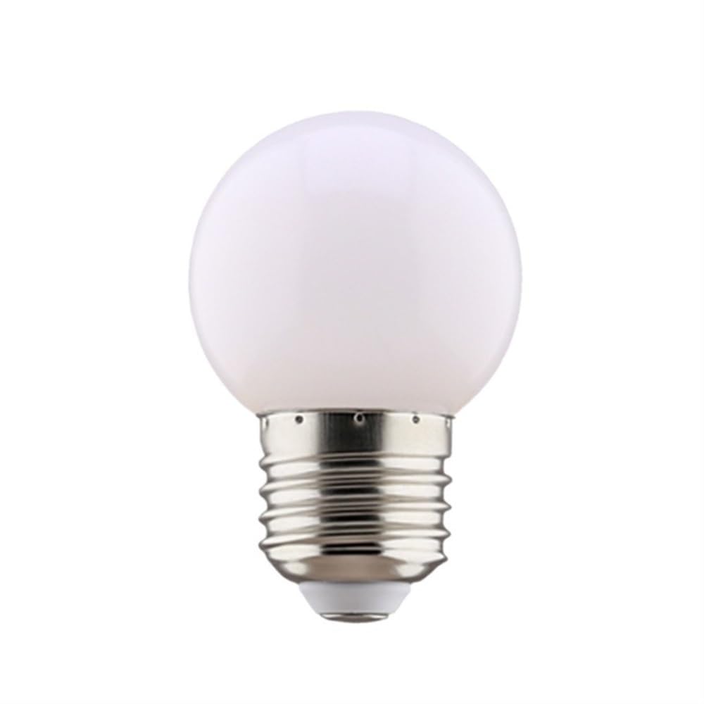KJXP Lighting, Lot de 50 ampoules LED en polycarbonate, ampoule de couleur AC220 V G45 E27, lumière décorative rouge, jaune, bleu, vert, blanc, 5 couleurs(White light)