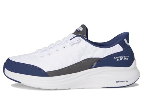 Skechers Women's Contour Foam Hands Free Slip-Ins, White/Navy, 7.5