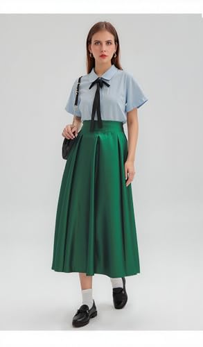 Diydress Women's Short Fashion High Waist A-Line Satin Skirts with Pockets2