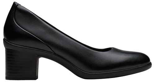 CLARKS Unisex Shaya Poppy Shoes, Black Leather, 38 EU