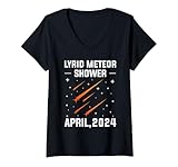 Womens Lyrid Meteor Shower April 2024 Lyrids Astronomer V-Neck T-Shirt