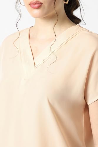 Image of Van Heusen Women's Polyester Regular Fit Half Sleeve V Neck Formal Top