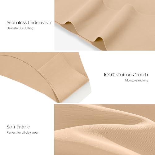 Image of DEANGELMON Women Seamless Bikini Cheeky Underwear Invisible No Show Panties V-Waist Hipster Ladies Soft Stretch Multi Pack
