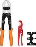 KF CPTEC PEX Crimping Tool Kit, PEX Crimper for 1/2 inch & 3/4 inch Copper Crimp Rings, PEX-B Pipe Plumbing Tool with Cutter & Go/No-Go Gauge, ASTM F1807 Compliant