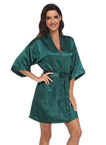 Image of Women's Pure Short Silky Robes Bridesmaid Bride Party Satin Robes Sleepwear
