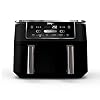 Ninja Foodi 10-qt. 6 en 1 DualZone XL Friteuse à air, 2 paniers indépendants, Match Cook & Smart Finish pour frire à l'air, griller à l'air, rôtir, cuire, déshydrater et garder au chaud, Noir, DZ302C