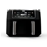 Ninja Foodi 10-qt. 6-in-1 DualZone XL Air Fryer, 2 Independent Baskets, Match Cook & Smart Finish to Air Fry, Air Broil, Roast, Bake, Dehydrate, & Keep Warm, Black, DZ302C (Canadian Version)