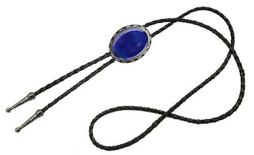 Image of Moranse Bolo Tie with Natural Tiger Eye Stone Celtic Style Genuine and Cowhide Rope