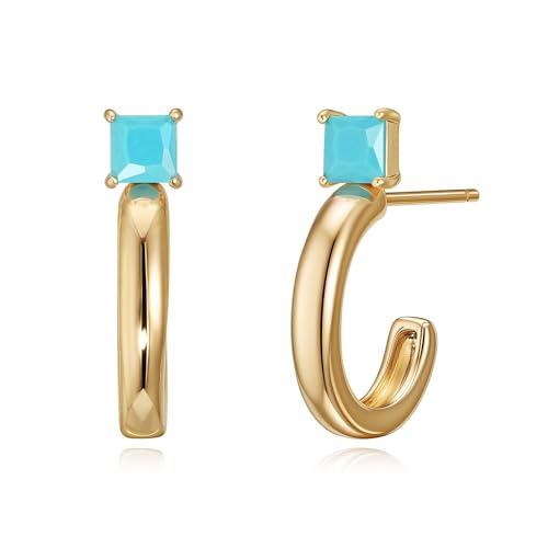 FETTERO Gold Hoop Earrings for Women, 14K Gold Plated Open C Shape Hoops Lightweight Chunky Gold Earrings, Hypoallergenic Gold Earrings for Women Ear Piercing Jewelry Gifts