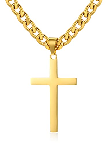 XIRUVE 4.5mm/6mm breite Panzerkette Länge 41-76cm Herren Edelstahl Kreuz Anhänger Halskette (51cm D2) Cover