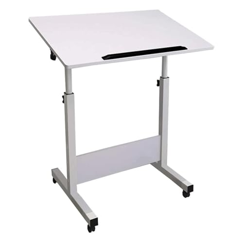 Soporte de escritorio para portátil con ruedas y 4 ruedas de altura ajustable, bandeja para portátil para uso en la mesita de noche