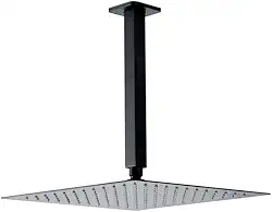 Pingoo.Casa, Ducha Chuveiro de Teto, Quadrado, Aço Inox 304, 30Cm, Mundaú, Preto