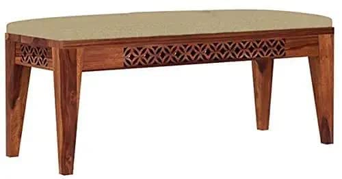 Image of Sheesham Wood 6 Seater Dining Table Set for Home Hall || Solid Wood CNC Dining Table with 4 Chairs and Bench for Hotels || Dining Room Sets (Honey Finish)