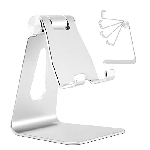 Cell Phone Stand Adjustable Phone Holder for Desk C2 Aluminum Desktop Holder Compatible with iPhone 12 Pro Max Mini 11 Pro Xs Max XR X 8 7 6 Plus SE Charging Accessories Desk All Mobile Phones