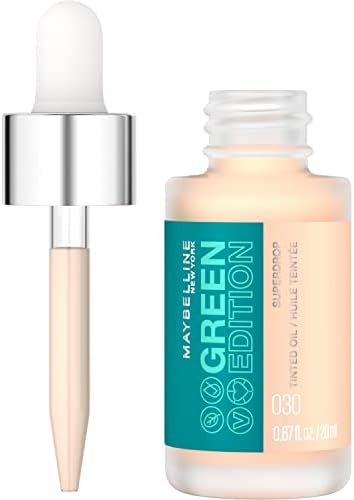 Maybelline Green Edition Superdrop Tinted Oil Base Makeup, Adjustable Natural Coverage Foundation Formulated With Jojoba & Marula Oil, 30, 1 Count
