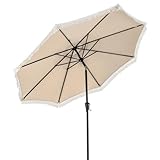 Tangkula 9Ft Patio Umbrella with Fringe, 2-Tier Outdoor Boho Umbrella with Tassels, Crank Handle, Push Button Tilt, Sun-Protective Canopy, 8 Ribs for Deck Backyard Poolside