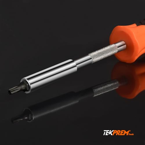 Image of Torx Bit Set with 1 /4 inch Magnetic Bit Driver,TEKPREM 12-Piece Security Torx Screwdriver Bit Set with 1 inch T5 T6 T7 T8 T9 T10 T15 T20 T25 T27 T30 T40 Tamper Resistant (Pack of 2)