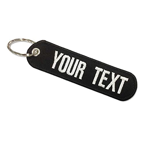 Pendentif de voiture porte-clés personnalisé, personnalisation texte de broderie porte-clés cadeaux accessoires de clé de voiture (Black) Cover