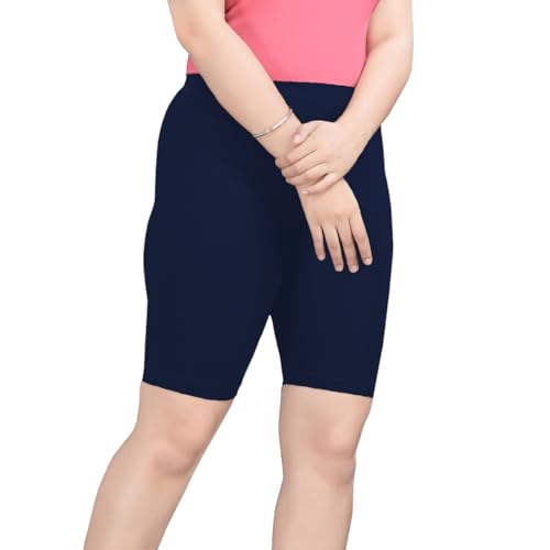 Image of Cycling Shorts for Women's - High Waist Knee Length Inner Shorts | Super Combed Cotton Stretch | Breathable & Comfortable for Workouts, Casual, Nightwear & Everyday Use