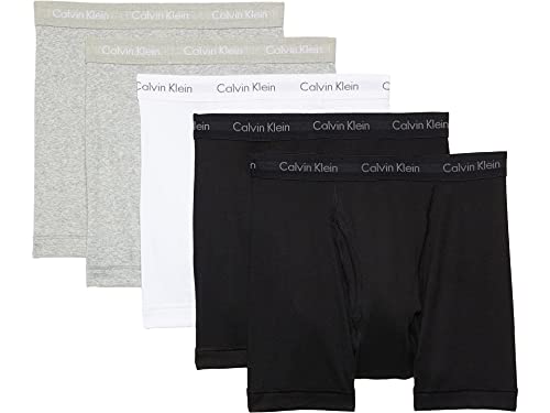 Calvin Klein Men's Cotton Classics 5-pack Boxer Brief, 2 Black, 2 Heather Grey, 1 White, Large