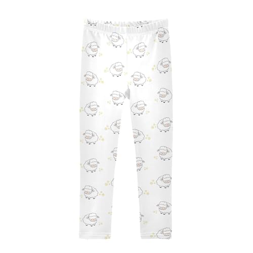 Sheep and Stars Girls Leggings,Workout Leggings for Girls Toddler Athletic Legging Size for 3-10T