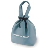[style plein de couleur] 保冷 お弁当 巾着 「 縦長 ランチ巾着 L 」 お弁当バッグ 弁当箱 袋 ランチバック (お買い物の 保冷バッグ にも!) ランチバッグ （シエル）