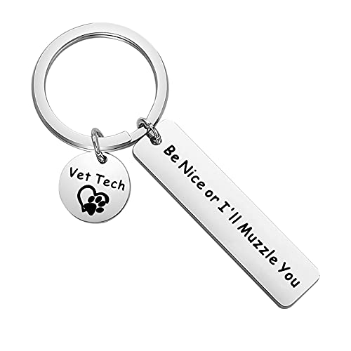 WUSUANED Veterinarian Keychain Be Nice Or I'll Muzzle You Veterinarian Keychain Vet Tech Jewelry Gifts For Medical Veterinary Practitioner (Be nice or I’ll muzzle you keychain) WUSUANED Veterinarian Keychain Be Nice Or I'll Muzzle You Veterinarian Keychain Vet Tech Jewelry Gifts For Medical Veterinary Practitioner (Be nice or I’ll muzzle you keychain)