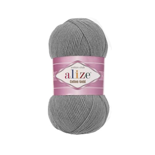 Image of 55% Cotton 45% Acrylic Alize Cotton Gold Yarn 1 Skein /Ball 100 gr 360 yds (828 - Coal Grey)