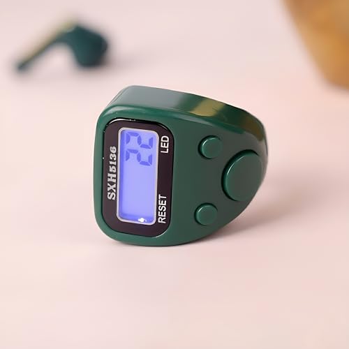 Image of Digital Finger Ring Counter, LCD Display with LED, Reset Function, Tally Counter (Pack of 1-Multicolour) (Green)