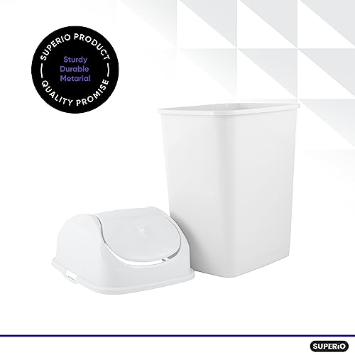 Caneca de basura plástica 2.5 galones con tapa basculante blanca miniatura 3