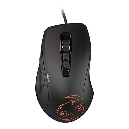 Roccat Kone Pure SE Gaming Maus (hohe Präzision Pro-Optic Sensor (bis zu 5000 DPI) RGB LED Beleuchtung 2D Titan Wheel Pro-Grip Oberfläche designt in Deutschland USB) schwarz