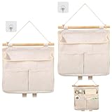 Rierousy 2 Stück Wand Organizer, 3 Fächer Hängeorganizer, Hängende Aufbewahrungstasche, hängetaschen für Zuhause, Büro, Geschäft, Wohnmobil, Diele(weiß)