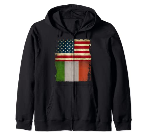 American Italian Tricolore Flag USA Flag Italy Flag Zip Hoodie