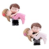 NUOBESTY Cake Ornament - Groom & Bride Couple Figures Resin Decoration for Engagement & Bridal Shower - 2pcs Wedding Decor