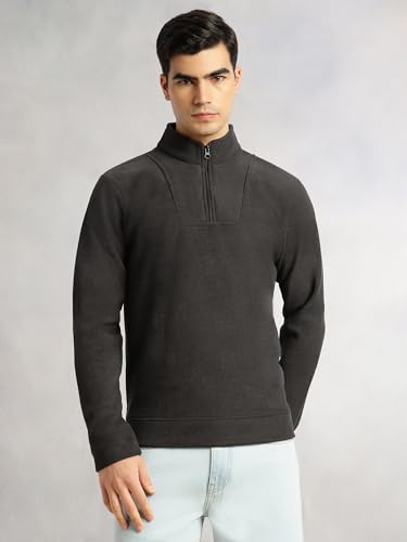 Image of Thomas Scott Men's | Regular Fit | Long Sleeves | High Neck | Solid | 100% Polyester | Knitted | Sweatshirt | Dry Clean Only