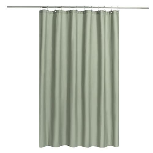 Image of N&Y HOME Fabric Shower Curtain or Liner with Magnets, Sage | Hotel Quality, Machine Washable, Water Repellent, Standard Size