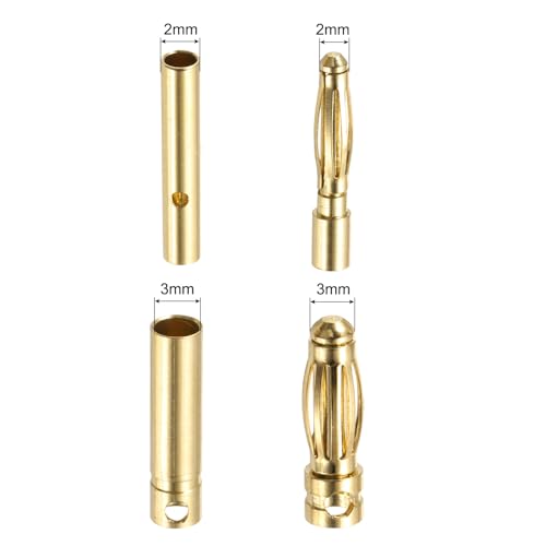 MECCANIXITY 20 pares conectores Banana 2mm/3mm macho hembra miniatura 2