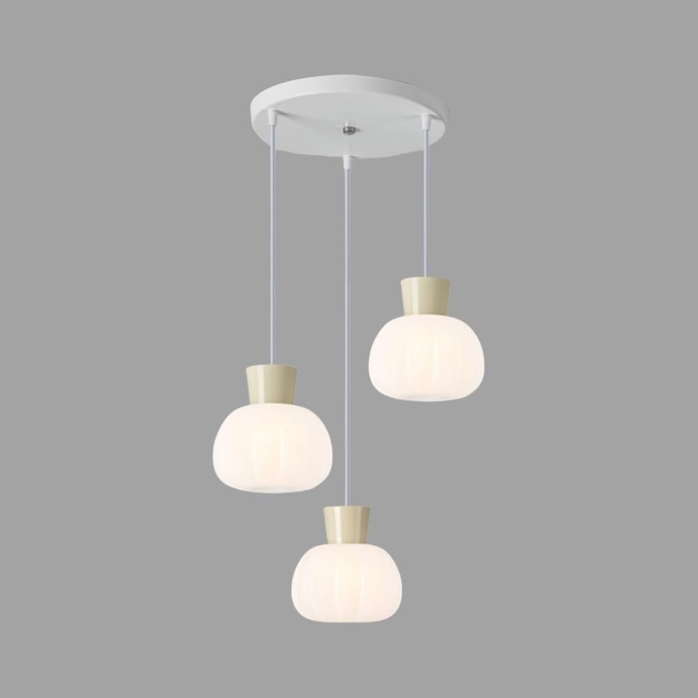 Lustre citrouille blanc 3 têtes suspension métal E27 - 8