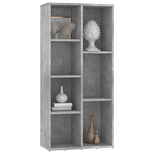 Librería estrecha para ahorrar espacio estantería de madera gris de 7 huecos 5