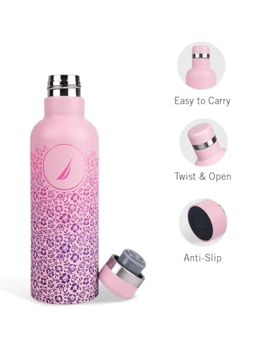Image of NAUTICA Premium Leak-Proof Insulated Water Bottle - 1pc (Yacht)| 500ml | Stainless Steel Flask with 24 Hours Temperature Retention | Ideal for Travel, Gym, Office Use Oreo Printed-Pink /Purple