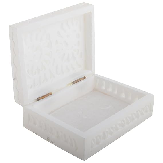 Handcrafted White Marble Dry Fruit Box with Lid | Premium Decorative Serving & Storage Organizer for Kitchen, Dining & Gift Purpose (F-AB-1)-image-12