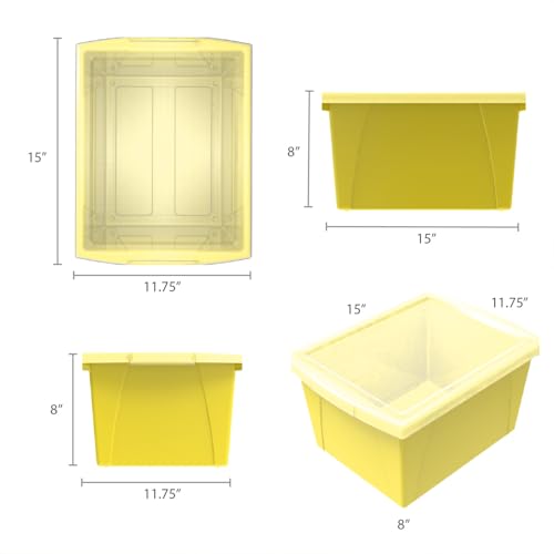 Image of Storex 4 Gallon Storage Bin with Lid - Plastic Classroom Organizer for Books and Supplies, Yellow, 1-Pack (61410A06C)